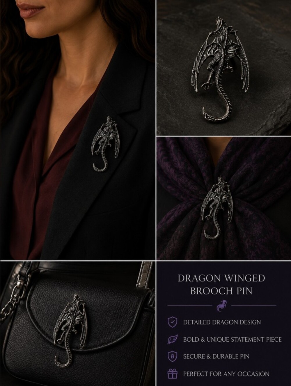 Dragon Winged Brooch Pin
